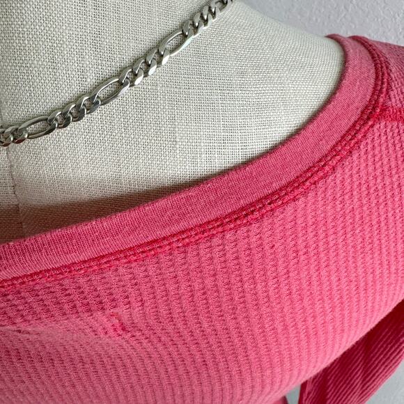 00s Style Long Sleeve Pink Thermal Top Shirt Size Small McBling - Picture 3 of 6